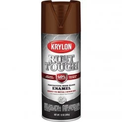 Buy 😀 Krylon Rust Tough 12 Oz. Gloss Alkyd Enamel Spray Paint, Leather Brown 💯